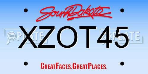 XZOT45 South Dakota License Plate