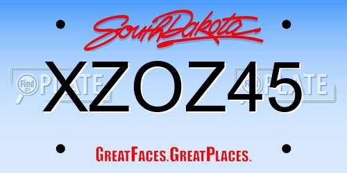 XZOZ45 South Dakota License Plate