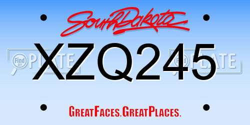 XZQ245 South Dakota License Plate