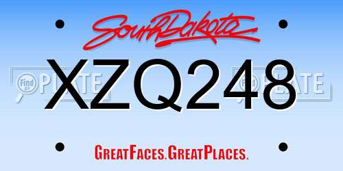 XZQ248 South Dakota License Plate