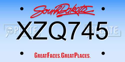 XZQ745 South Dakota License Plate