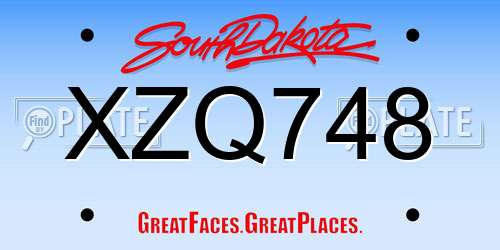 XZQ748 South Dakota License Plate