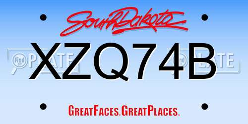 XZQ74B South Dakota License Plate