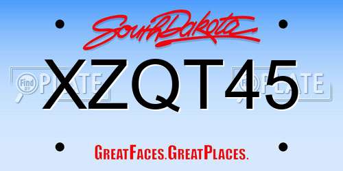 XZQT45 South Dakota License Plate