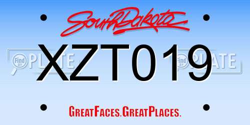 XZT019 South Dakota License Plate