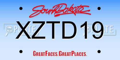 XZTD19 South Dakota License Plate