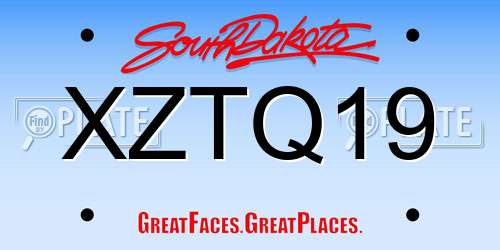 XZTQ19 South Dakota License Plate