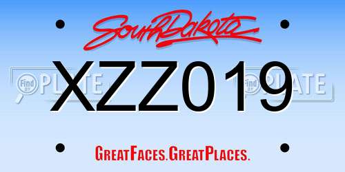 XZZ019 South Dakota License Plate