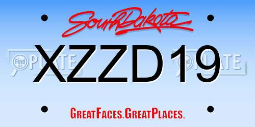 XZZD19 South Dakota License Plate