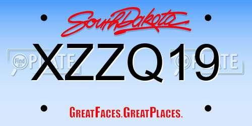 XZZQ19 South Dakota License Plate