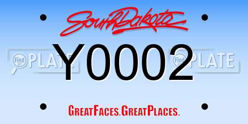 Y0002 South Dakota License Plate