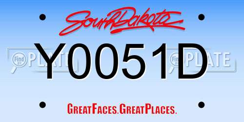 Y0051D South Dakota License Plate