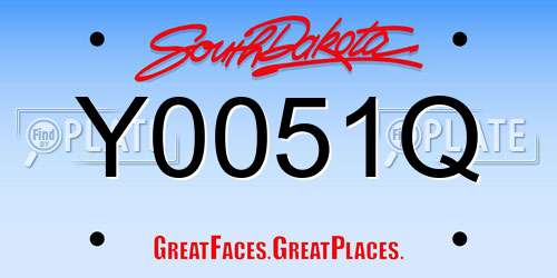 Y0051Q South Dakota License Plate