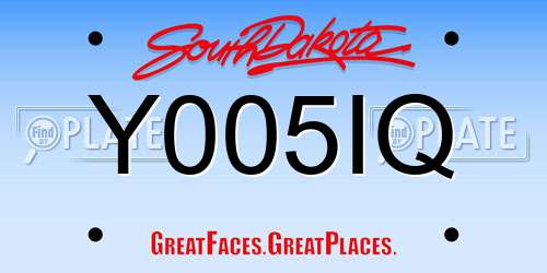 Y005IQ South Dakota License Plate