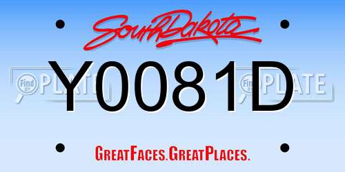 Y0081D South Dakota License Plate
