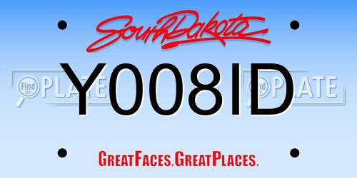 Y008ID South Dakota License Plate