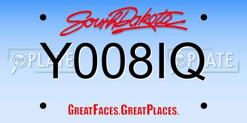 Y008IQ South Dakota License Plate