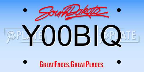 Y00BIQ South Dakota License Plate