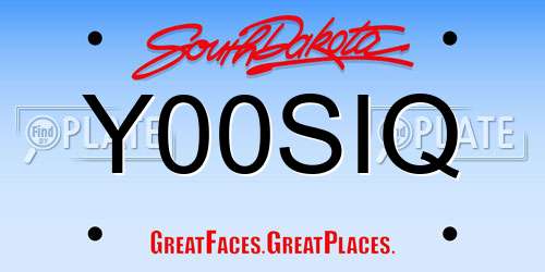Y00SIQ South Dakota License Plate