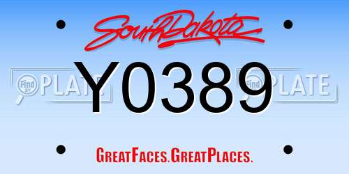 Y0389 South Dakota License Plate