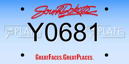 Y0681 South Dakota License Plate