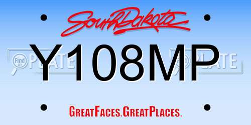 Y108MP South Dakota License Plate