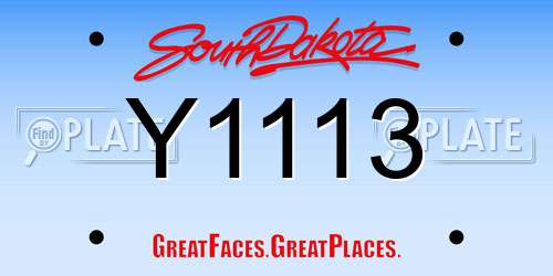 Y1113 South Dakota License Plate