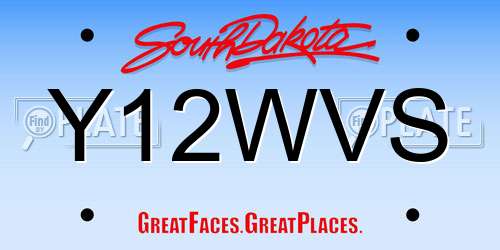 Y12WVS South Dakota License Plate