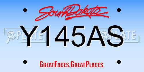 Y145AS South Dakota License Plate