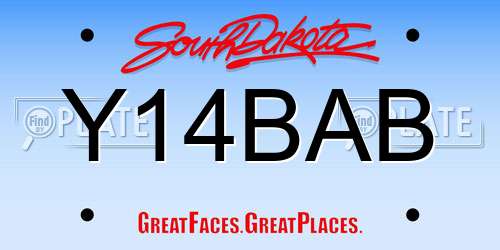 Y14BAB South Dakota License Plate
