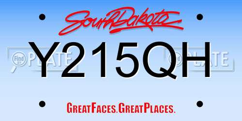 Y215QH South Dakota License Plate