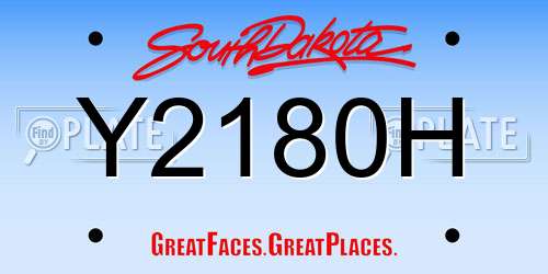 Y2180H South Dakota License Plate