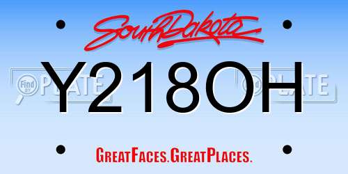 Y218OH South Dakota License Plate