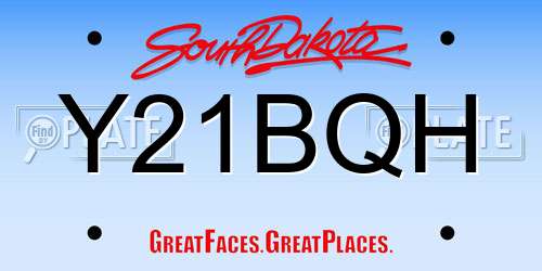 Y21BQH South Dakota License Plate