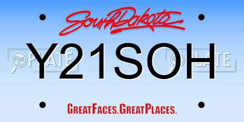 Y21SOH South Dakota License Plate