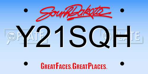 Y21SQH South Dakota License Plate