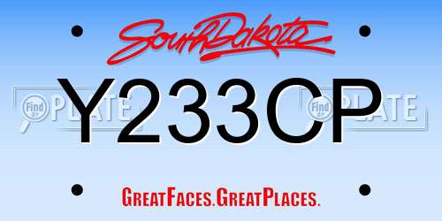 Y233CP South Dakota License Plate