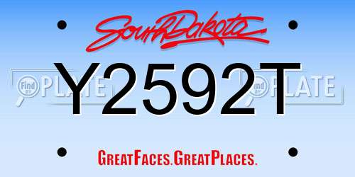 Y2592T South Dakota License Plate