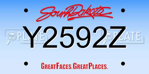 Y2592Z South Dakota License Plate