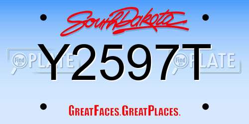 Y2597T South Dakota License Plate