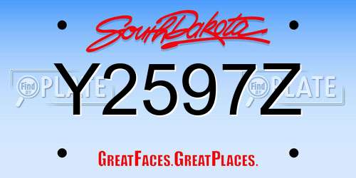 Y2597Z South Dakota License Plate