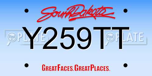 Y259TT South Dakota License Plate