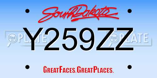 Y259ZZ South Dakota License Plate
