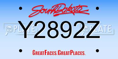 Y2892Z South Dakota License Plate
