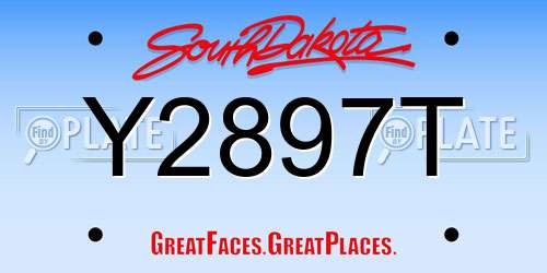 Y2897T South Dakota License Plate
