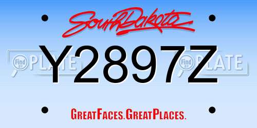 Y2897Z South Dakota License Plate