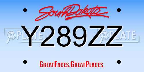 Y289ZZ South Dakota License Plate