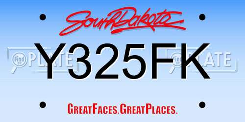 Y325FK South Dakota License Plate