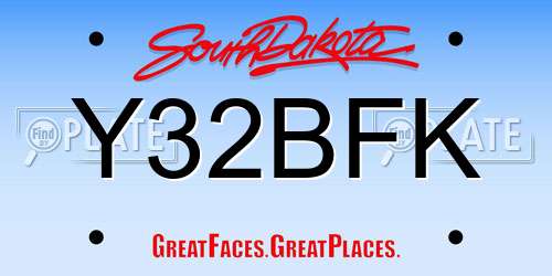 Y32BFK South Dakota License Plate
