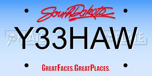 Y33HAW South Dakota License Plate